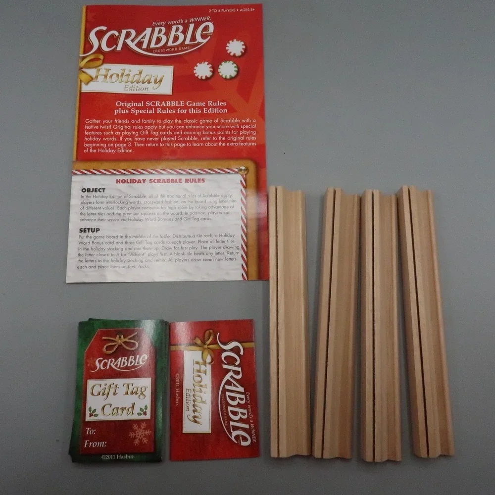 SCRABBLE Crossword Game Holiday Edition Christmas Fun Hasbro 2011 100% Complete